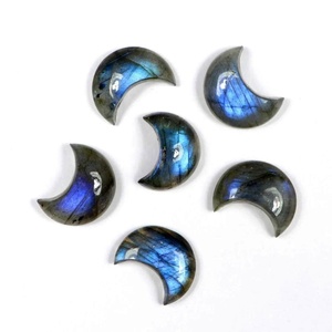 Pierre précieuse de labradorite de haute qualité en forme de lune, labradorite naturelle bleue chatoyante, polie à la main, pour la fabrication de bijoux, pierre précieuse en vrac - Product Image 2