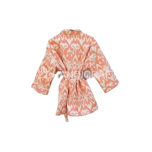 Chaqueta Kimono acolchada de lujo para mujer, abrigo Reversible hecho a mano, estampado Ikat de algodón indio, ropa de dormir envolvente de verano, talla XL - Product Image 2