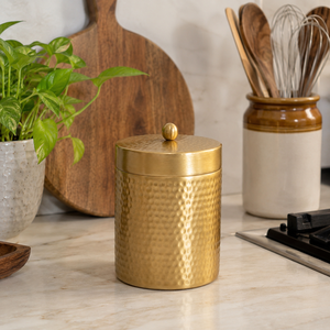 Hammered Brass Storage Canister with Lid Decorative Kitchen Counter <b>Jar</b> for Coffee Tea Sugar <b>Cookies</b> Dry Food Container OEM - Product Image 3