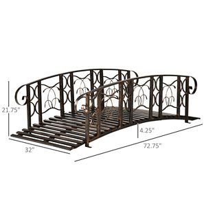 Ponte da Giardino in Metallo a 6 Archi con Ringhiere di Sicurezza e Motivi a Vite, Capacità 660 Libbre Ornamento con capacità di carico elevata e facile montaggio - Product Image 3