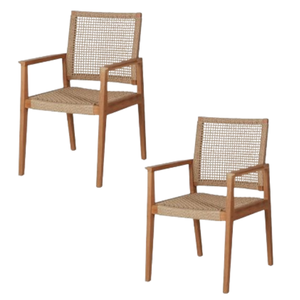 Fauteuils en rotin et bois de teck fabriqués en Indonésie, chaises de jardin pour la salle à manger, en vente - Product Image 5