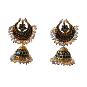 Moon Kemp Diamond Pearl Jhumki Earrings for Women - Product Image 3
