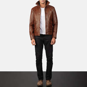 Luxury High Street Men's Real Leather Jacket Quilted Design <b>Vegetable</b> Tanned Sustainable Winter <b>Stand</b> Collar Spandex Lining Fit - Product Image 3