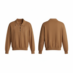 Camiseta Polo de Diseño Sólido en Color Liso, con Logotipo Personalizado, Informal, de Algodón, Manga Larga, Elegante, con Botones, a la Moda - Product Image 2