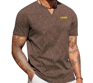 Camiseta de Cuello en V 100% Algodón para Hombre, Secado Rápido, Logotipo Personalizado Impreso, Manga Corta, Estilo Casual Urbano - Product Image 1