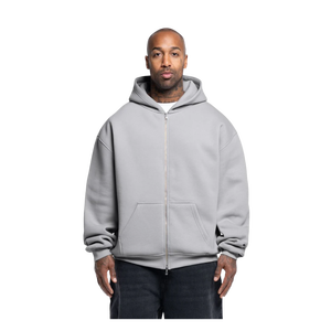 Sudadera con Capucha y Cierre para Hombre, Color Gris, Felpa de Algodón, Corte Regular, Estilo Otoñal - Product Image 1
