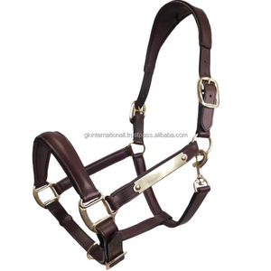 Licou de cheval en cuir de forme anatomique de qualité supérieure avec couronne de muserolle rembourrée et quincaillerie en laiton réglable solide - Product Image 3