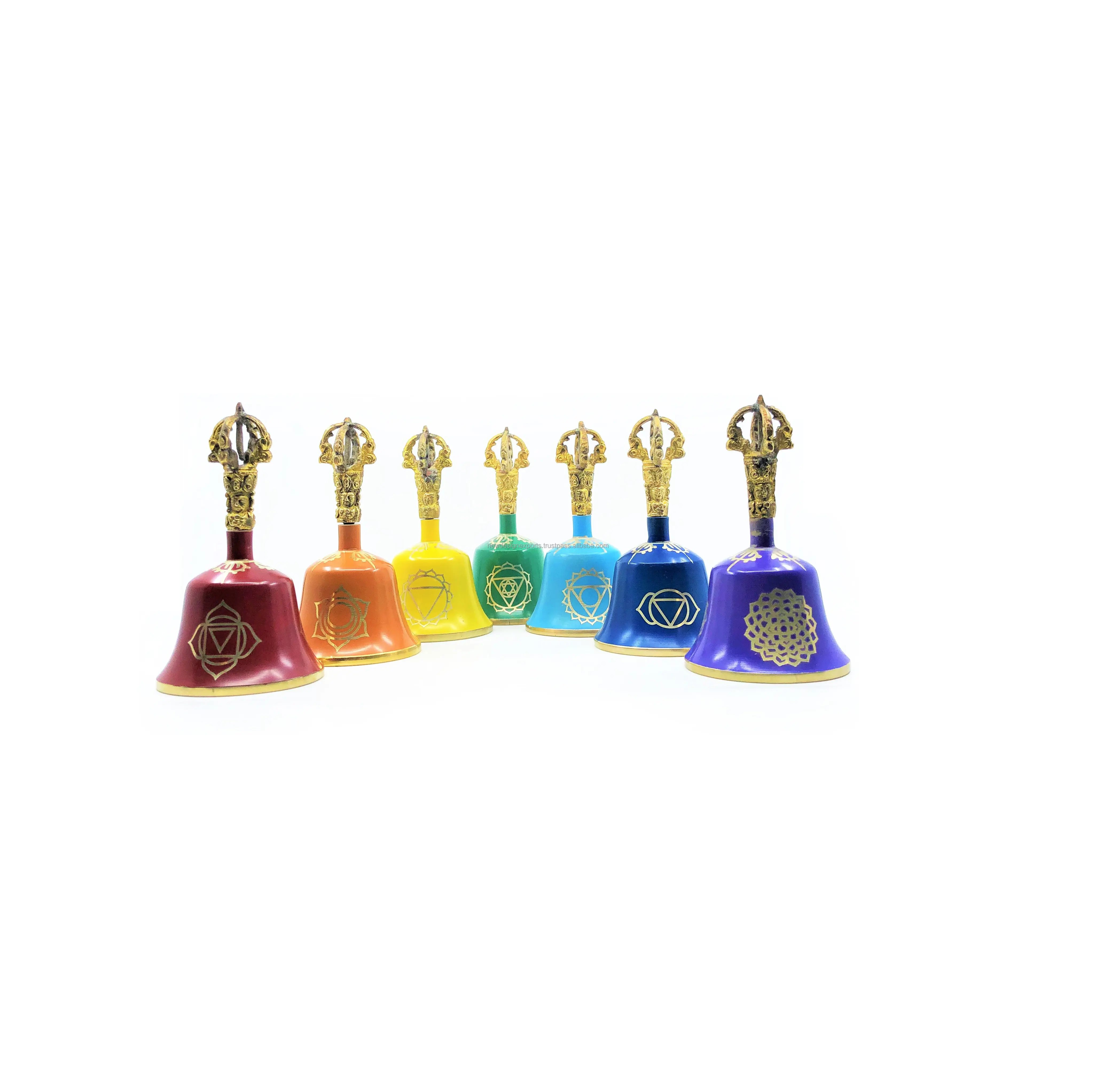 7 чакр, тибетский колокольчик, буддийский колокольчик, набор из 7 семь цветов, колокольчики для медитации