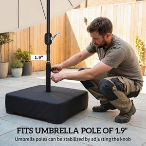 Base per Ombrellone da Giardino Rinforzata, Supporto Riempibile con Sabbia da 80 kg per Ombrelloni a Braccio con Pali da 4,8 cm, Colore Nero, Basi per Ombrelloni da Patio - Product Image 5