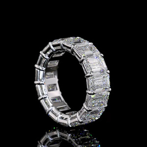 Lab Grown <b>Emerald</b> Cut Diamond Luxury Eternity <b>Band</b> <b>Ring</b> 10K 14K 18K Gold 925 935 Silver Anniversary Engagement Wedding Jewelry - Product Image 4