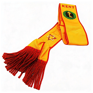 Beautiful Style Masonic Regalia Order of the Scarlet Cord <b>Yellow</b> Sash with 3D Fabric Badge - Product Image 1