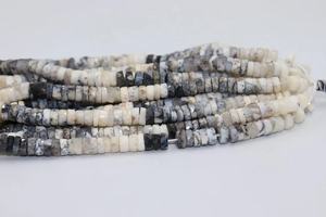 Vente en gros de perles d'opale dendrite naturelle facettées en forme de pneu de 16 pouces, pierres précieuses en vrac, boutique de gemmes indienne pour la bijouterie - Product Image 3