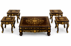 Vintage Teak Wood Carved Luxury Living Room Furniture Set Classic Luxury Crown Handcrafted <b>Sofa</b> Set Traditional Hand-Carved USA - Product Image 6