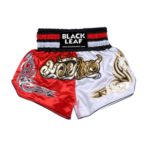 Shorts de boxe Muay Thai bleus avec impression dorée et argentée, broderie à la main, unisexe, pour adultes, vêtements MMA, 100% polyester, légers - Product Image 6