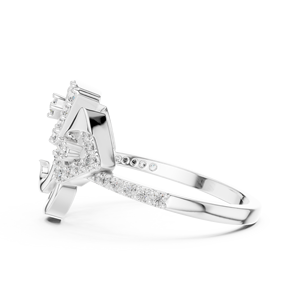 Anillo de Diamantes Cultivados en Laboratorio con Diseño Floral en Espiral, Oro Blanco de 18 Quilates con Baño de Rodio, Minimalista, Certificado, para Compromiso, Boda, Uso Diario - Product Image 3