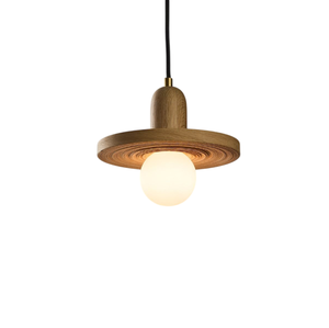 Lampe suspendue pour îlot de cuisine, salle à manger, luminaire suspendu en placage de bois fait à la main, éclairage moderne avec ampoule globe - Product Image 1