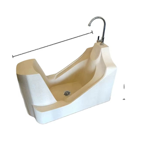 Terrazzo Muslim Wudu Modern Design Oval <b>Basin</b> Joystick Faucet Single Hole Pedestal Sink Foot Washing Drainer 12L Capacity 1 Year - Product Image 1
