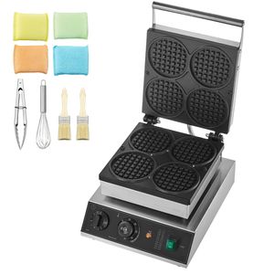 Commercial 1750W Non-Stick Belgian <b>Waffle</b> <b>Maker</b> 4PCS Stainless Steel <b>Waffle</b> Baker Machine with Temperature Control - Product Image 1
