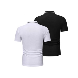 Garniture contrastée 2 pièces pour polo pour hommes, anti-froissement, logo personnalisé, t-shirts de golf grande taille, prix d'usine, vente en gros, OEM - Product Image 2