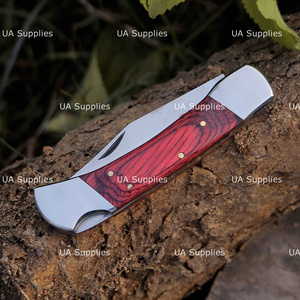 High Quality Handmade Carbon Steel Back <b>Lock</b> Folding Pocket EDC Hunting Camping Knife Wood Handle Clip Point Industrial Grade - Product Image 3