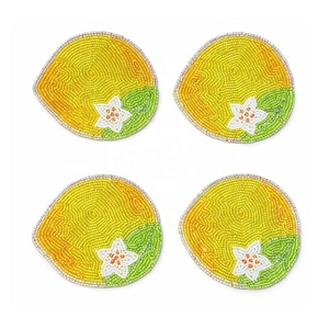 Multicolor Hand Beaded Coaster <b>Set</b> of <b>4</b> Fruit Pattern Use <b>for</b> Tea Coffee Mugs Drink Coaster <b>Dining</b> <b>Table</b> Decor Gift <b>for</b> Women - Product Image 6