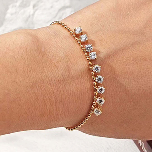 Bracelet tennis en or rose avec pierres rondes étincelantes en moissanite, bijou délicat et luxueux pour femme, idéal pour tous les jours, cadeau - Product Image 5