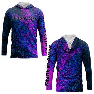 Custom Men's Geometric Print Hoodie UPF 50 Quick Dry Pullover Performance Shirt Adult Fishing Wear Hooded Performance Shirt - Product Image 6