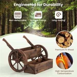 Fioriera a Carrello in Legno di Abete Carbonizzato a 2 Livelli su Misura, a Forma di Scala Quadrata, con Fori di Drenaggio per Balcone e Giardino - Product Image 6
