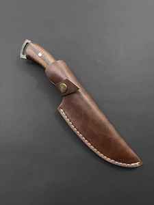 Cuchillo de caza personalizado hecho a mano de acero 1095, hoja de punta caída de espiga completa, cuero personalizable, madera de palisandro OEM para caza - Product Image 5