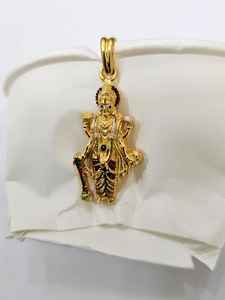 Colgante de dios hindú en oro amarillo de 22 quilates con trabajo de esmalte – Diseño de joyería tradicional de templo SEÑOR VISHNU - Product Image 2