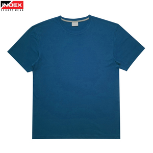 INDEX Men's Solid Blue Cotton T-Shirt Short Sleeve O-Neck Casual Regular Fit Breathable Jersey Knitted Wear - Product Image 1
