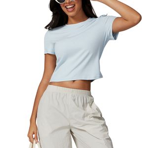 T-shirt court personnalisé pour femme, vente en gros, manches courtes, décontracté, doux, respirant, mode estivale, coupe ample, streetwear, crop tee - Product Image 1