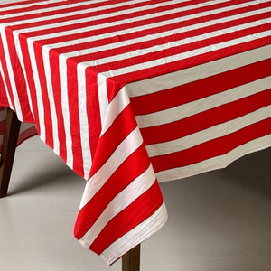 Striped Red and White Rectangular <b>Tablecloth</b>, Cotton Blend Table Cover, Dining Room Decor <b>Tablecloth</b> Table Cover Linen Set - Product Image 2