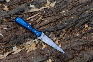 Couteau de chasse à lame fixe en acier Damas OEM, pointe de lance, manche en bois, étui en cuir, outils multifonctionnels pour le camping en plein air, DIY - Product Image 2