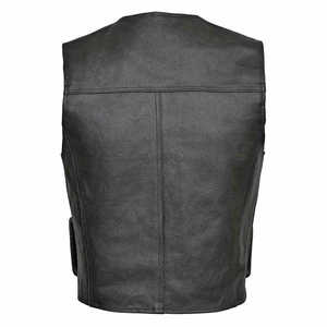 Chaleco Largo Impermeable de Cuero Genuino para Hombre, Personalizado al por Mayor, con Cremallera, Talla Grande, Estilo Motociclista, Temporada de Primavera - Product Image 5