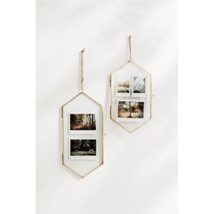 Modern Brass Metal Hexagonal Floating <b>Photo</b> <b>Frame</b> Wall Mounted Glass Picture Holder Minimalist Home Decor Craft Wholesale <b>Frames</b> - Product Image 1