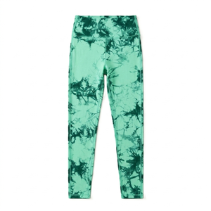 Premium Quality Green <b>Tie</b> Dye Sport Bra Leggings Set High Waist Full Length Knitted Spandex Polyester Breathable Quick Women's - Product Image 5