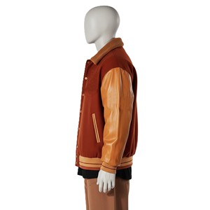 Blouson universitaire de baseball personnalisé en chenille brodée avec patchs, manches en cuir de mouton, 100 % laine, idéal pour l'hiver – Vente en gros - Product Image 3