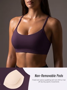 Soutien-gorge rembourré non amovible à coupe basse, vêtement de sport sculptant, respirant, compressif, extensible, sous-vêtement athleisure, vente en gros - Product Image 1
