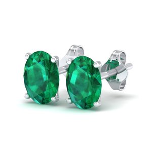 Pendientes REYES de Diseño Clásico con Corte Ovalado, Gema de Esmeralda de 2.5 Quilates, Moda en Oro de 14K, Moissanita, Cierre de Rosca, Joyería - Product Image 3