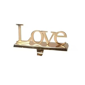 Metal Reindeer <b>Christmas</b> <b>Stocking</b> <b>Holder</b> with Gold Accents for Shelf Table Display - Product Image 2