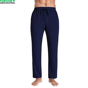 Pantalon de survêtement oversize en mélange de coton épais pour homme, coupe carrée, bas ouvert, molleton doux uni, pour l'extérieur - Product Image 1
