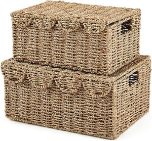 Cesto de ropa de junco marino decorativo, cesto de ropa tejido, cesta de almacenamiento natural, fabricante mayorista de Vietnam - Product Image 1