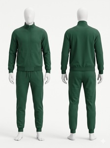 Custom <b>Men's</b> Solid Dark Green Tracksuit Set Full Zip <b>Jacket</b> and Elastic Waist Jogger Pants Casual Athletic Sportswear Outfit - Product Image 1