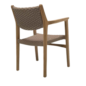 Teak Wood Rope Stacking Arm <b>Chair</b> Mid Century Style Wooden Dining <b>Chair</b> Dining Room and Patio Furniture <b>Stackable</b> Outdoor <b>Chairs</b> - Product Image 2