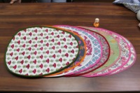 RIDHI 2026 Tapis et coussinets à motifs floraux indiens classiques, imprimés à la main au bloc, 100% coton pur, écologiques, avec bordure brodée