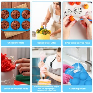 236 pezzi Kit per decorare torte accessori per utensili da forno punte per tubazioni accoppiatori formine per biscotti tazze da forno scatola per sollevatore di fiori - Product Image 1