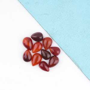 Opale de feu mexicaine en forme de poire, 10 pièces, 6x8MM, opale de feu AAA, cabochons lisses, pierres précieuses naturelles polies, pierres précieuses en vrac pour la fabrication de bijoux - Product Image 3