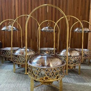 Calentador de Comida Tipo Buffet con Acabado Dorado Premium, Recipiente para Calentar Comida de Acero Inoxidable con Tapa para Uso en Hoteles, Hogares y Restaurantes - Product Image 1