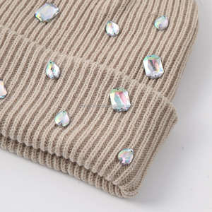 Sparkly Rhinestone Adjustable Beanie Hat Stylish Warm Breathable Waterproof Knit Skull <b>Cap</b> Unisex Trendy <b>Winter</b> Fashion - Product Image 2